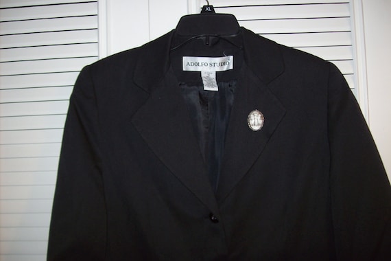 Vintage Adolfo Black Blazer Jacket Career Staple … - image 4