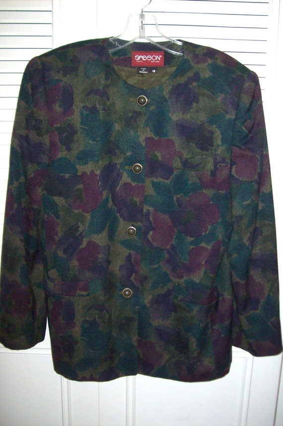 Blazer 12,  Sasson Blazer Jacket Muted Floral Faun