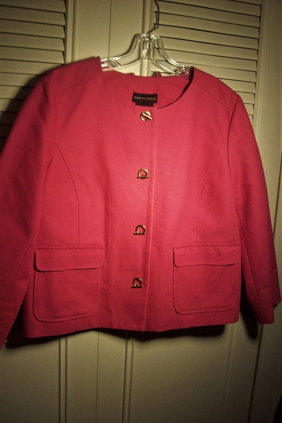 Jacket 16, Dana Buchman Hot Pink Cotton Jacket, A… - image 1