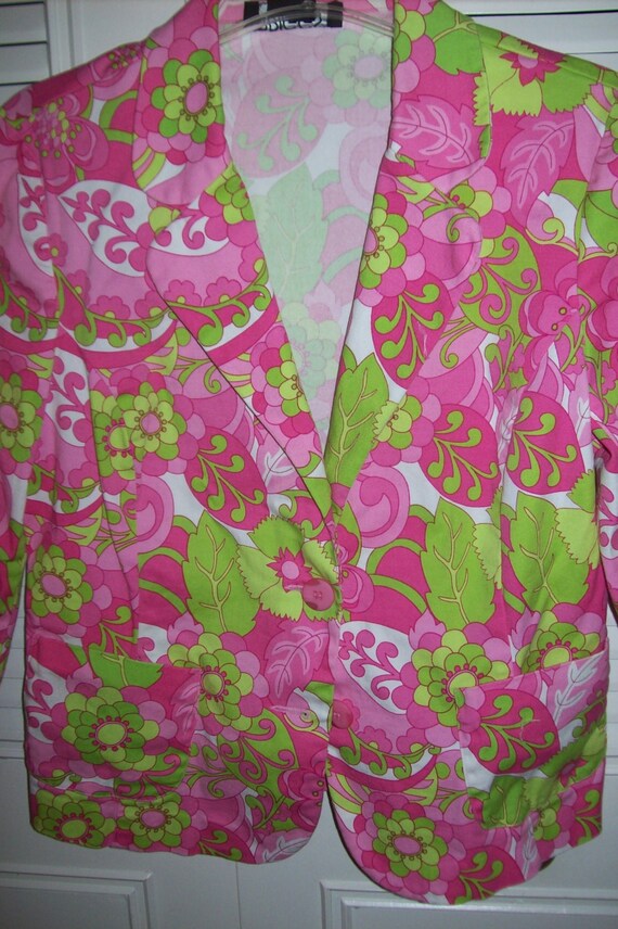 Jacket 12,  Pink and Green Cotton Jacket,  size 12