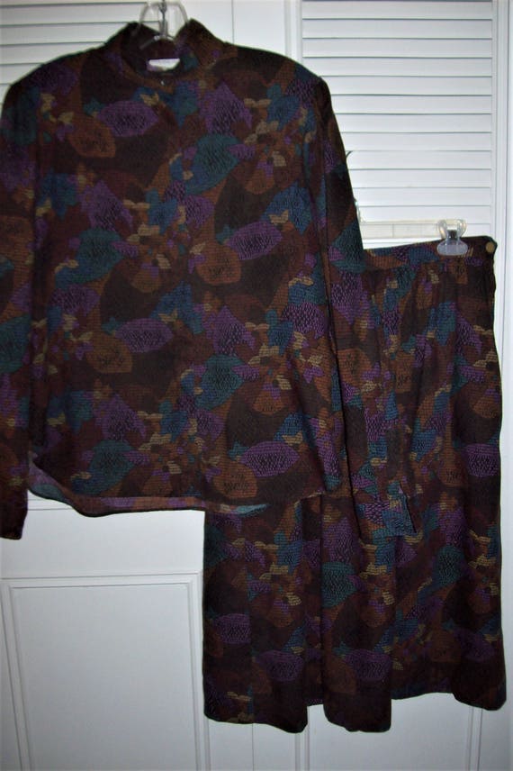 Dress 10, Two Piece Paisley Evan Picone Dress, Ea… - image 1