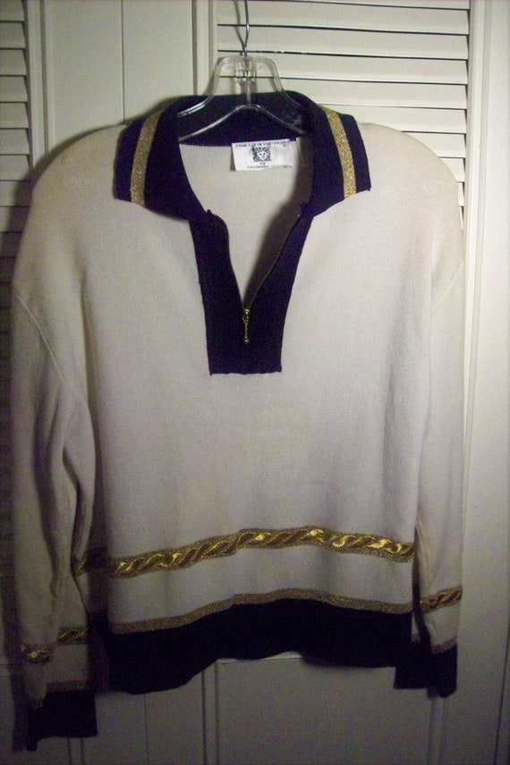 Sweater Large, Anne Klein Spiffy White Sweater, Go