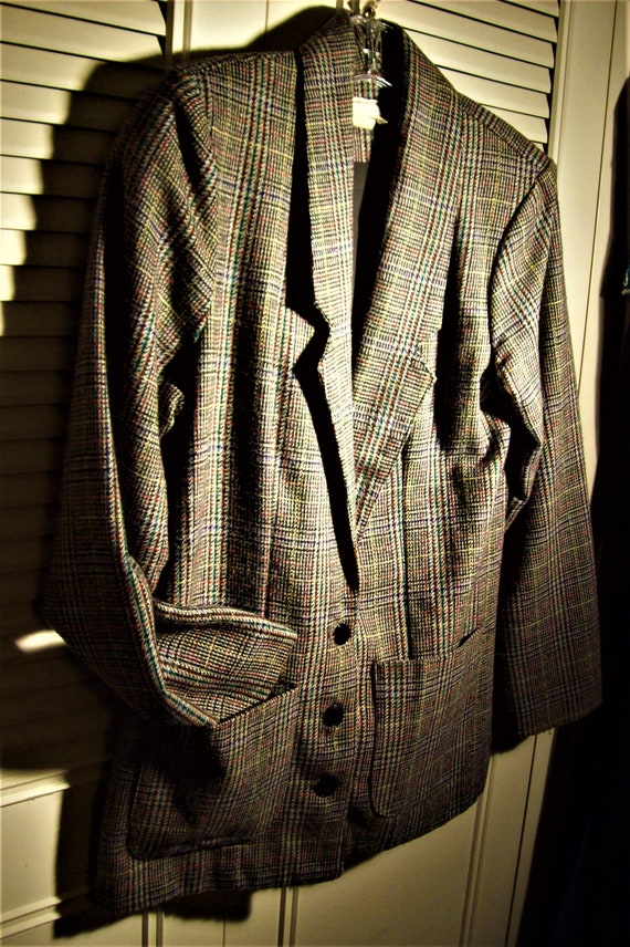 Blazer 10, Glen Plaid Wool Blend Blazer by T R Be… - image 4