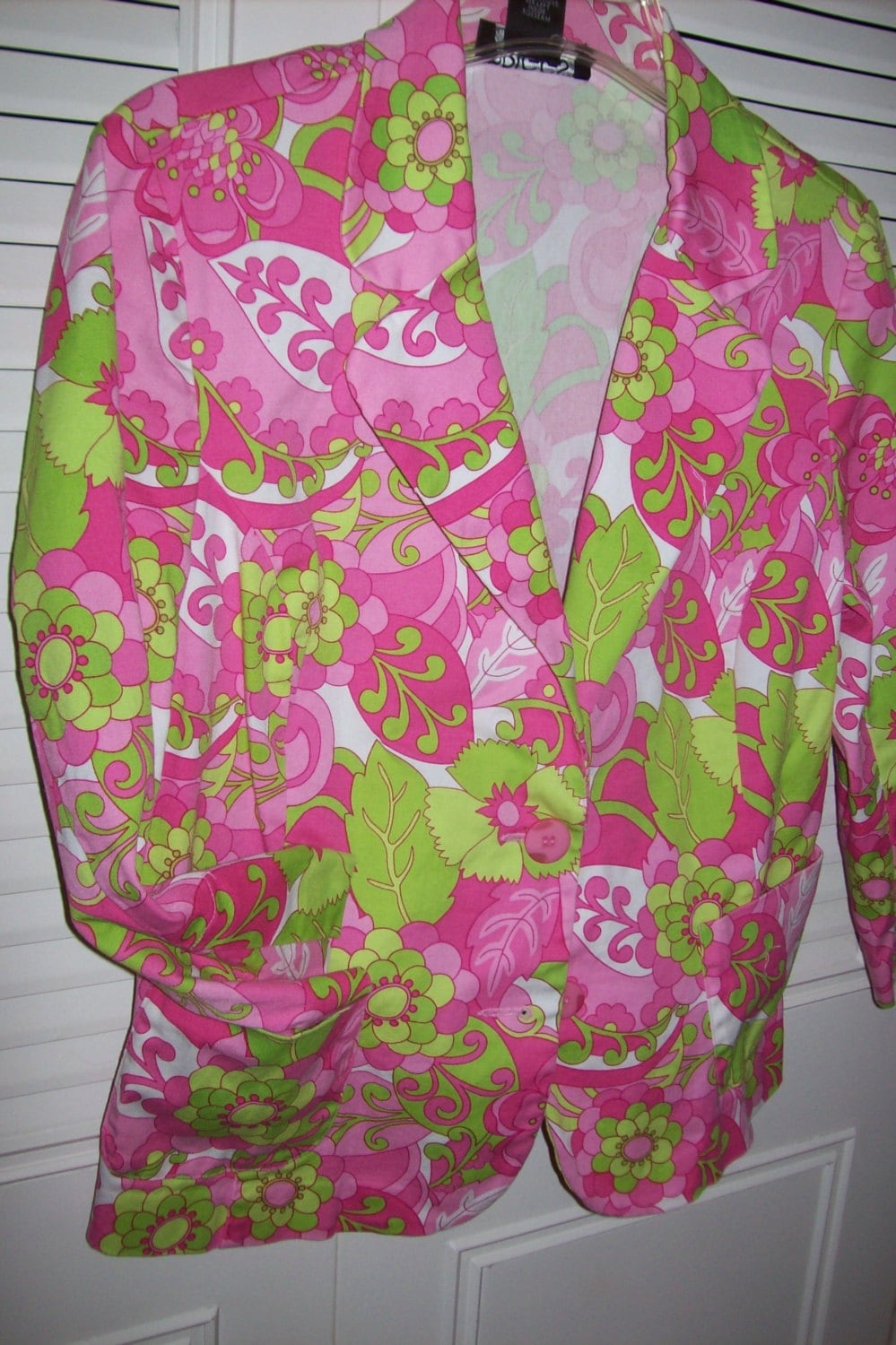 Jacket 12, Pink and Green Cotton Jacket, size 12 Perfect Etsy.de