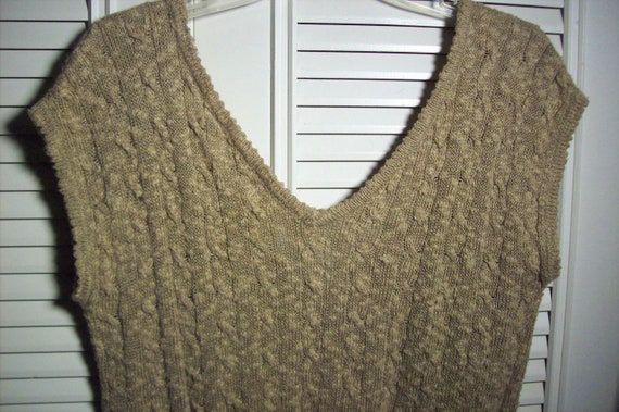 Sweater Medium - Large, Knitted Camel Color Low C… - image 4