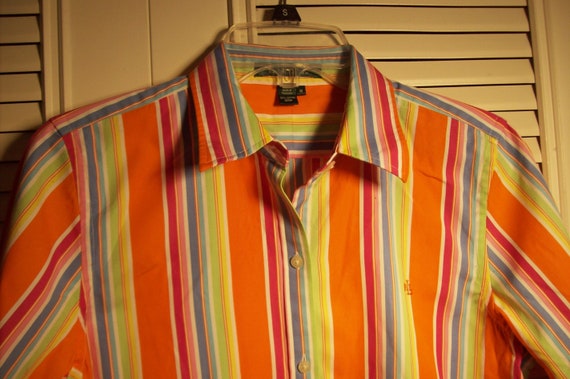 Shirt Medium, Ralph Lauren Cotton Vivid Shirt, Or… - image 2