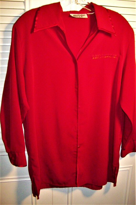 Blouse 10 Shirt 10, Red Silky Satin Top by Yves St