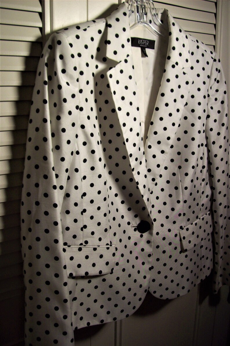 Crispy Cool Look in Vintage Kasper Blazer Summer Bright Polka Dot Blazer by Kasper Blazer 10 - see details