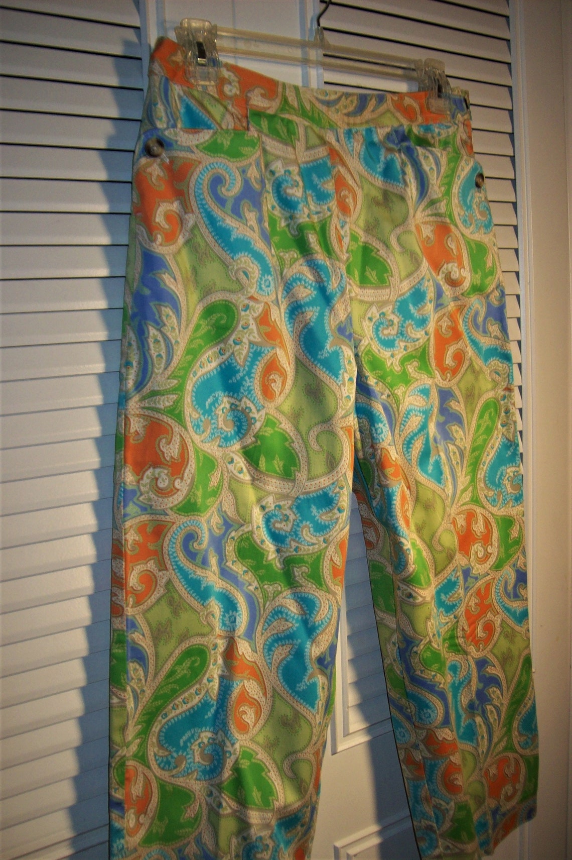 Capris 8 Paisley Cotton Pants by Talbot's. Breezy Vintage Etsy