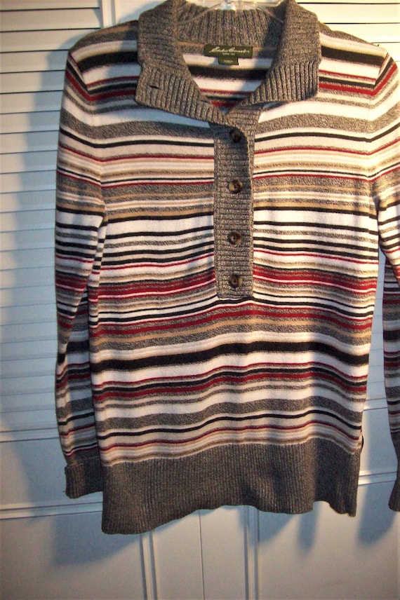 Sweater Medium, Eddie Bauer Knitted Spiffy Stripe… - image 1