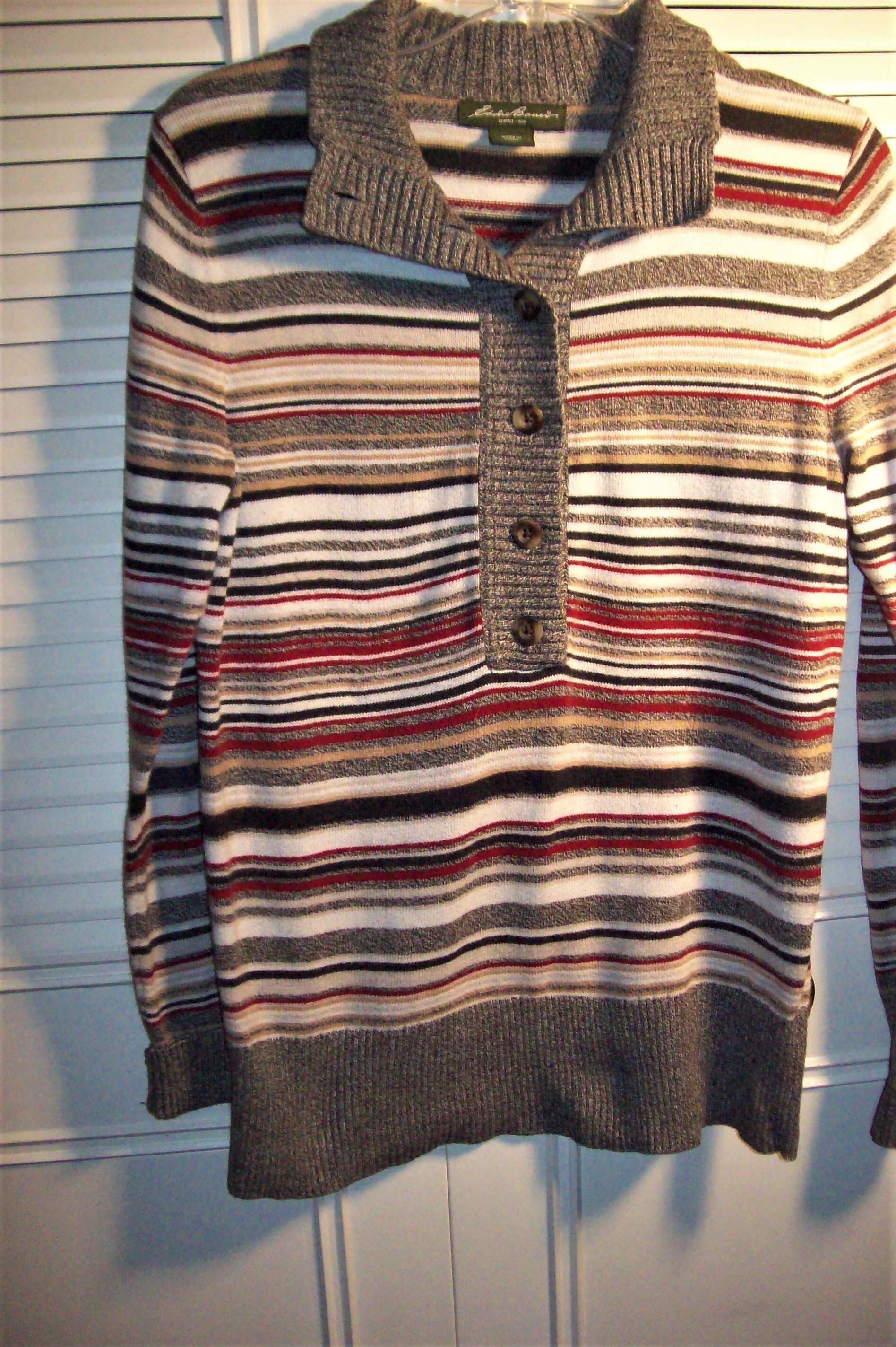 Sweater Medium Eddie Bauer Knitted Spiffy Striped Year round Cotton blend Yarn Machine Wash Men s or Women s See Details Etsy UK