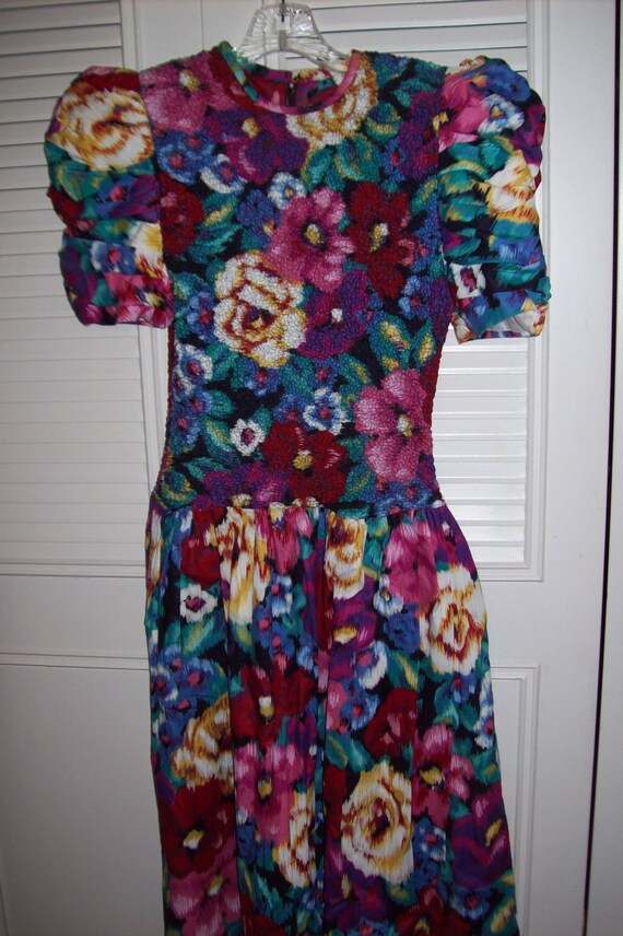 Dress 6, Vintage Act I bouquet floral smocked bodi