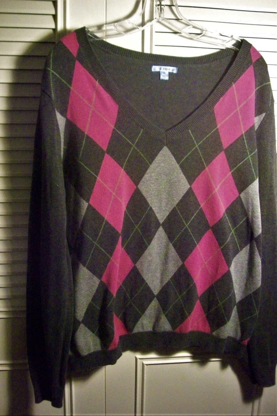 Sweater XL, Harlequin Pink and Gray, Men's or Wome