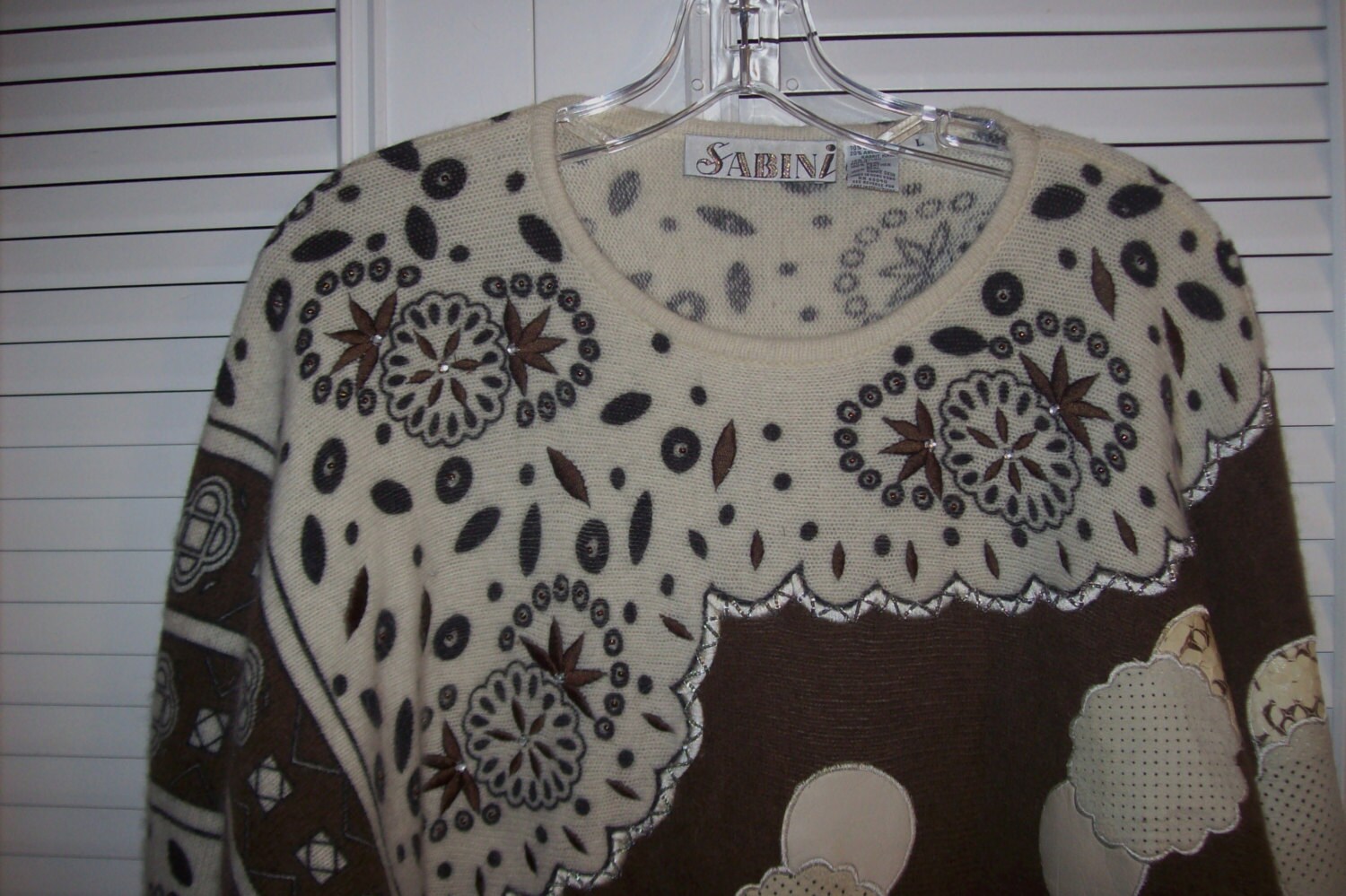 ☺*︎様 OLD Lambs wool sued knit Sweater XL, Vintage 80's Lambs Wool Sought-after Fun Sweater