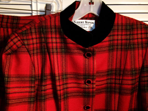 Albert Nipon Suit, Stewart Plaid Wool , Vintage S… - image 4
