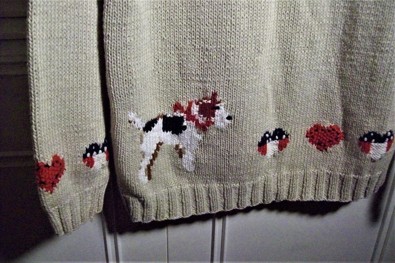 Our Best Friend Sweater Medium Marisa Christina Doggie Sweater American Patiot Sweater - see details Hand-Knitted