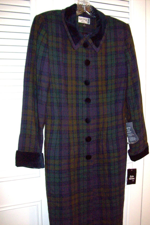 Dress 8, Vintage Kasper Plaid  Coatdress Fall Mut… - image 3