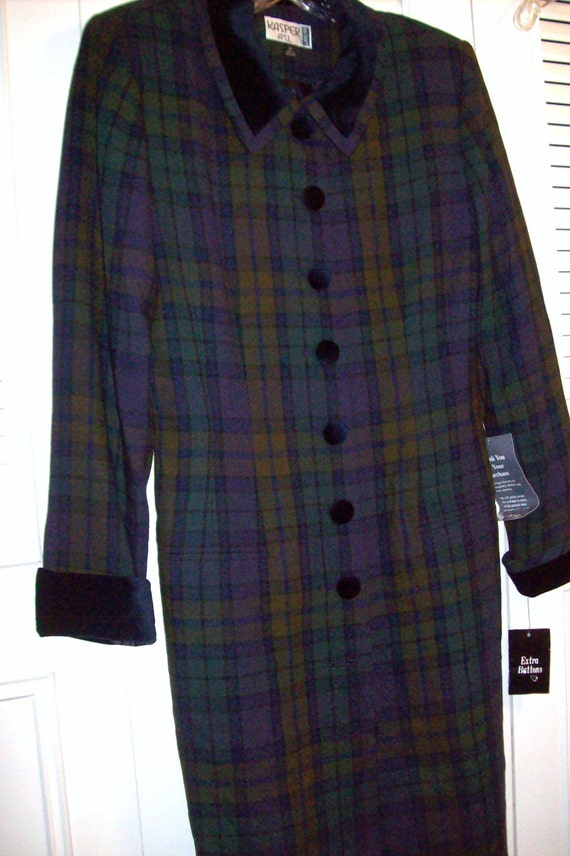 Dress 8, Vintage Kasper Plaid  Coatdress Fall Mut… - image 5