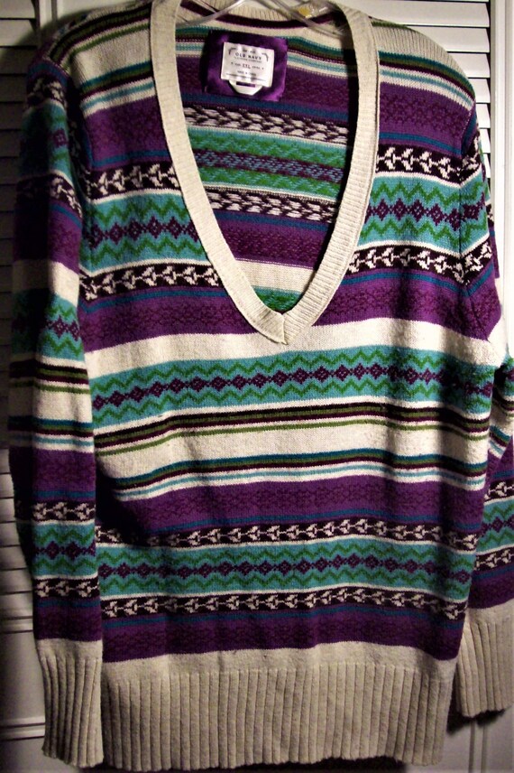 Sweater XL, Old Navy Wool/Acrylic Ble d Knitted V-