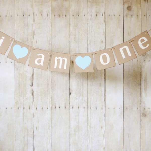 I am one Banner-Choose your colors-First Birthday Banner-First Birthday Photo Prop