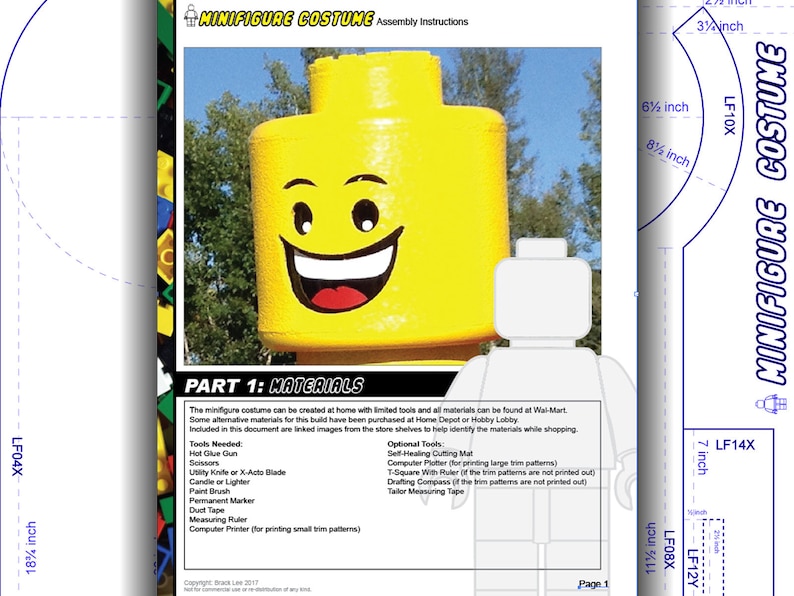 Costume Tutorial LEGO Inspired Minifigure Head Costume. DIY Patterns