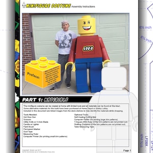 Costume Tutorial: LEGO inspired Adult Minifigure Costume DIY patterns & instructions PDF. Instant plans download. Replica build.