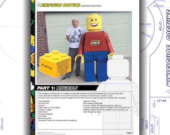 Costume Tutorial: LEGO inspired Adult Minifigure Costume DIY patterns & instructions PDF. Instant plans download. Replica build.