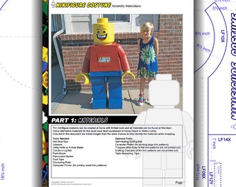 Costume Tutorial: LEGO inspired Child Minifigure Costume DIY patterns & instructions PDF. Instant plans download. Replica build.