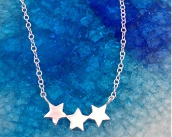 TWINKLE STAR SILVER Necklace - 3 stars - 925 Necklace - Gifts for Her - triple star necklace