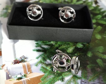 Sports Car Steering Wheel Cufflinks