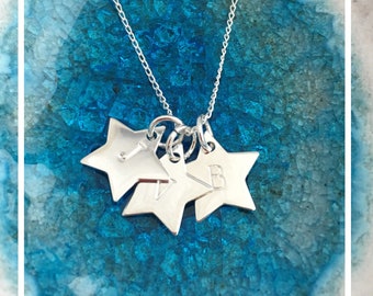 STAR PERSONALISED handstamped INITIAL Necklace - 925 sterling silver