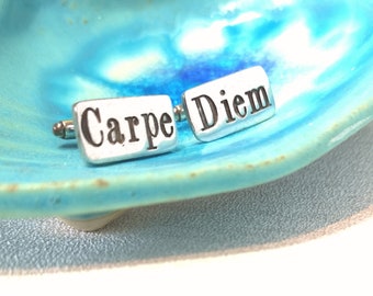 Carpe Diem Cufflinks - Seize the Day - Handmade 925 Sterling Silver - gifts for men