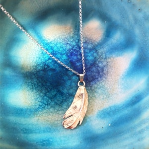 FEATHER HANDMADE NECKLACE 925 Sterling Silver Handmade Feather Pendant Necklace image 3