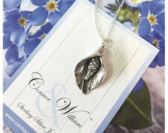 CALLA LILY HANDMADE Pure Silver 999 Pendant complete with 925 Sterling Silver Necklace