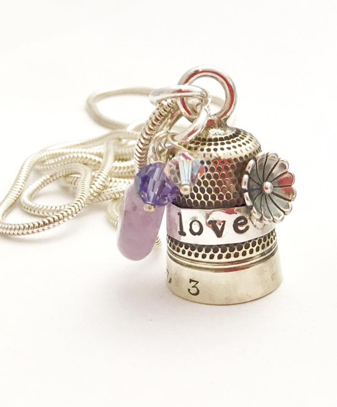 THIMBLE DRESSMAKERS NECKLACE 925 Upcycled Thimble With Beads and