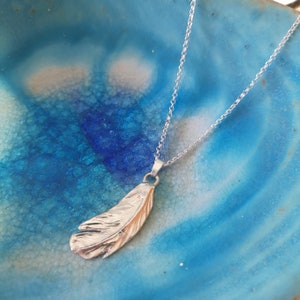 FEATHER HANDMADE NECKLACE 925 Sterling Silver Handmade Feather Pendant Necklace image 1