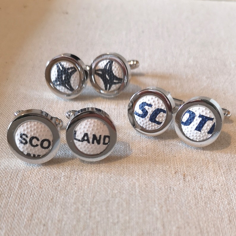 Scotland Rugby Ball Cufflinks Genuine Upcycled Mini Rugby Balls Six Nations image 1