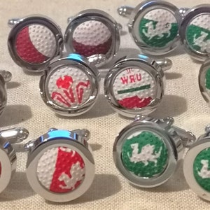 Wales Rugby Ball Cufflinks Genuine Upcycled Mini Rugby Balls Six Nations image 1