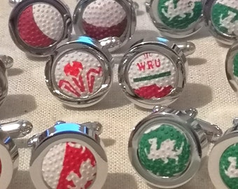 Wales Rugby Ball Cufflinks - Genuine Upcycled Mini Rugby Balls - Six Nations