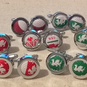 Wales Rugby Ball Cufflinks Genuine Upcycled Mini Rugby Balls Six Nations image 2