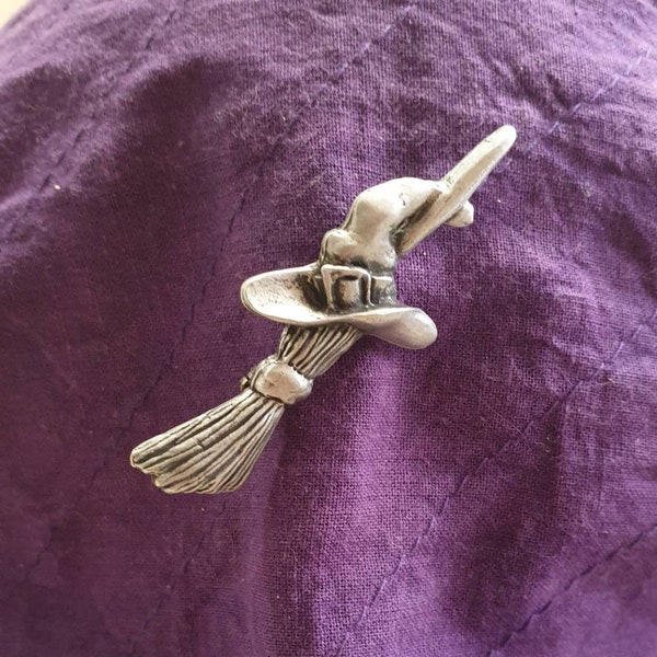 Witch's Hat and Broomstick Brooch