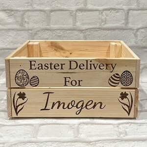 Personalised Easter Crate - Easter Gift Box For Family - Easter Egg - Laser Engraved Gift For Children - Easter Egg Hunt For Kids