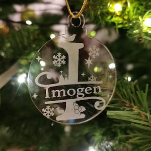 Personalised Christmas Bauble Tree decoration Split Letter Name Acrylic Tag - Christmas Decoration - Tree Ornament - Personalised Item