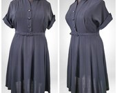 Curvy Vintage 40 39 s-50 39 s Black Shirt Dress Eve Carver XL-XXL