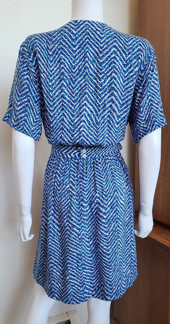 Vintage Lanz Originals Blue Abstract Chevron and … - image 4
