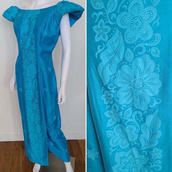 Vintage 60's Off Shoulder Hawaiian Dress