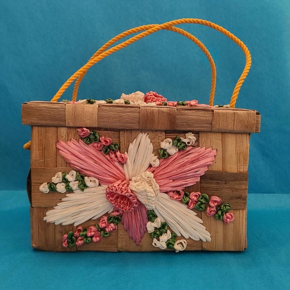 1960's Floral Basket Box Purse