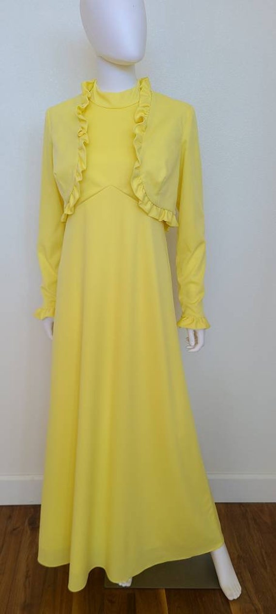 Vintage Yellow Maxi Dress and Bolero Set Medium 6… - image 2