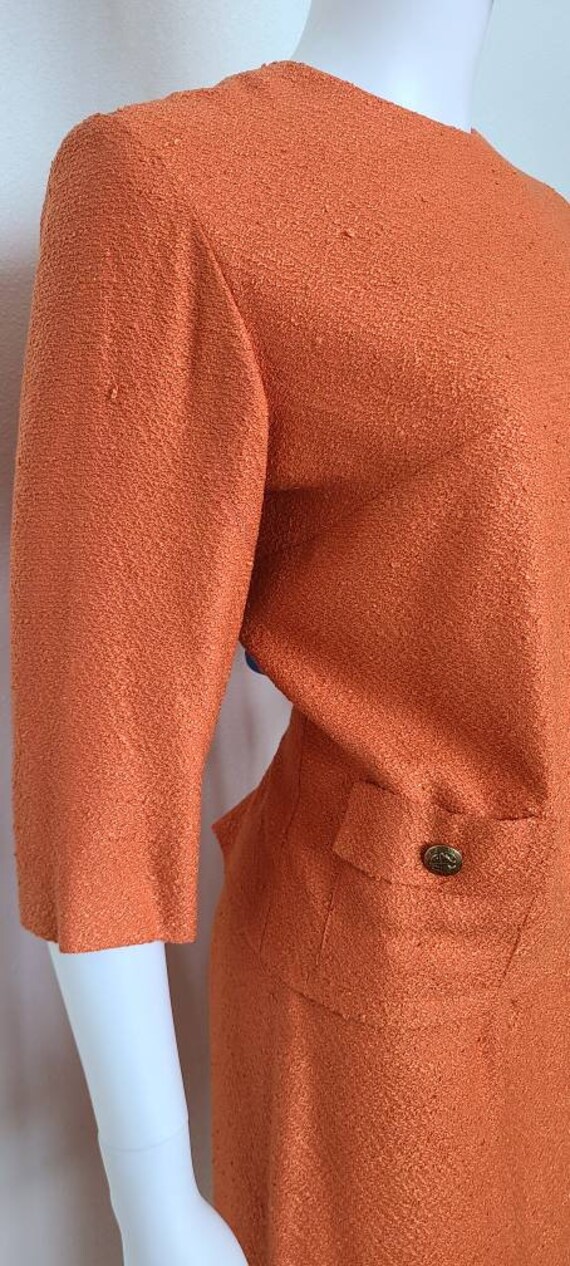 Vintage Orange Two Piece Skirt and Blouse Set Car… - image 4