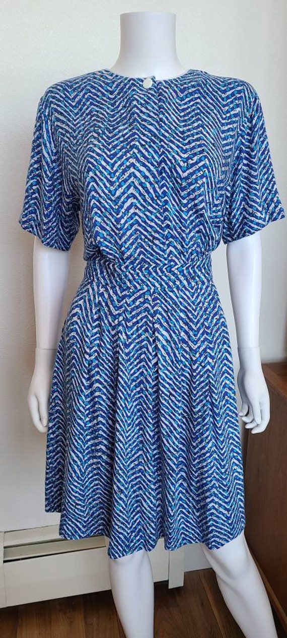 Vintage Lanz Originals Blue Abstract Chevron and … - image 2